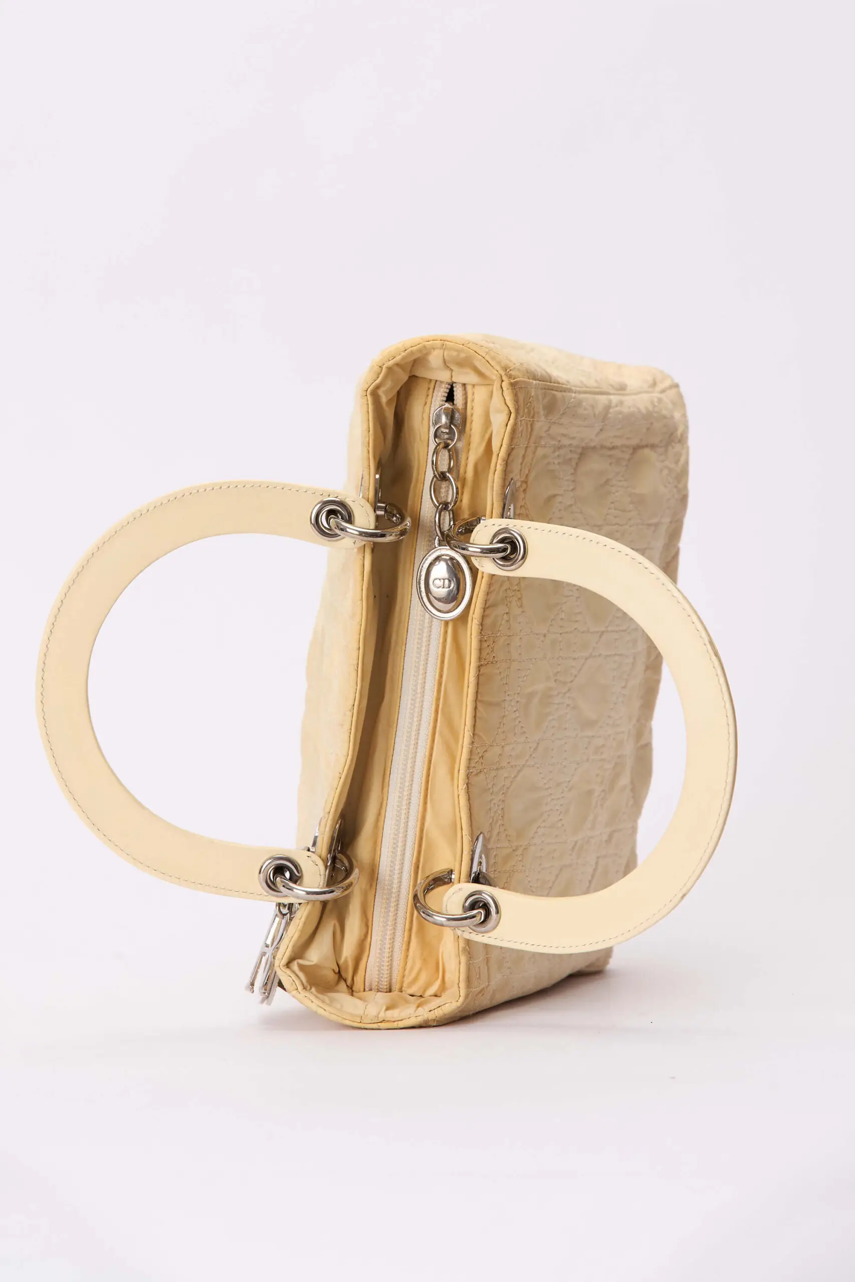 Lady Dior Ivory Cloth Handbag 5 Lady Dior Ivory Cloth Handbag - Image 5