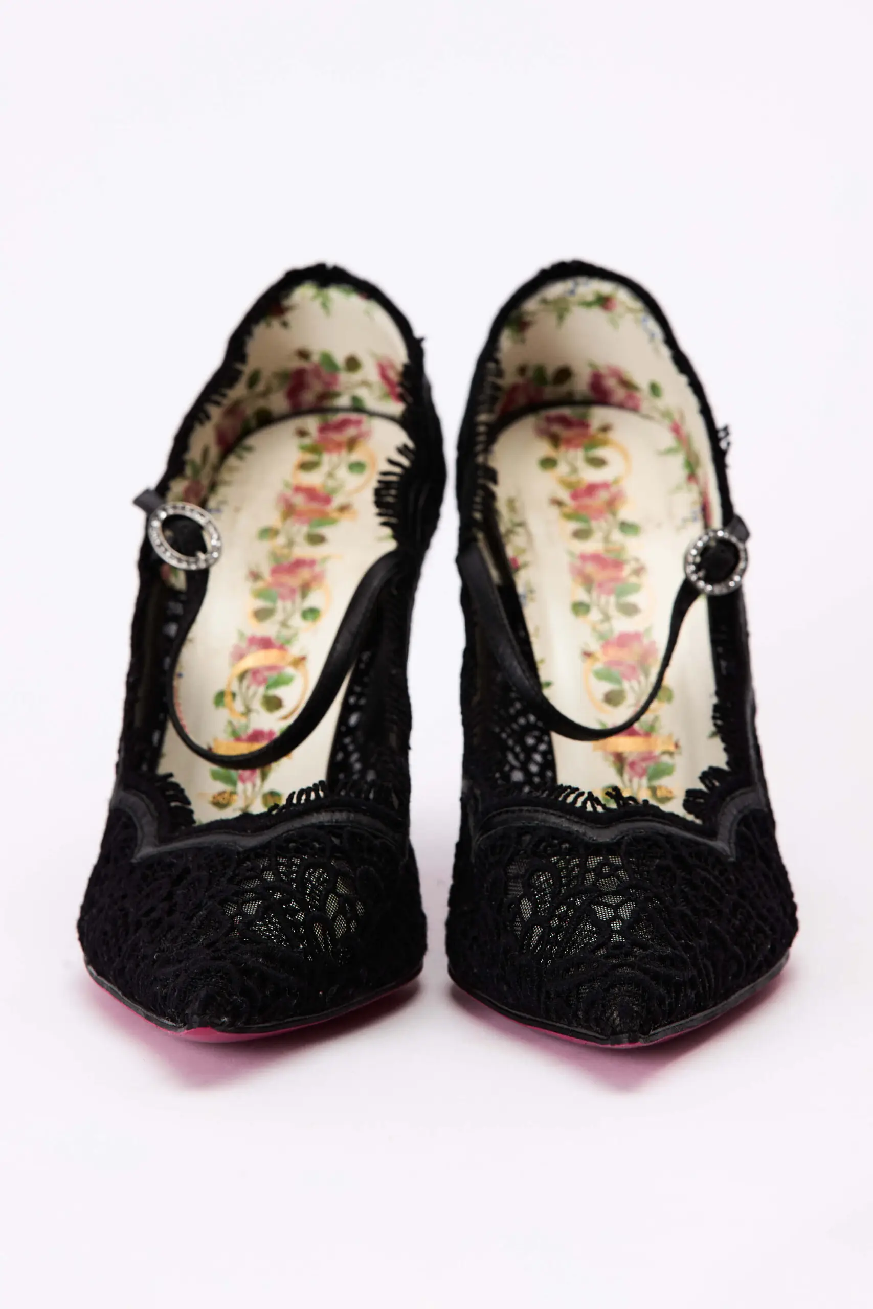 Black Mesh And Lace Virginia Mary Jane Pumps 3 Black Mesh and Lace Virginia Mary Jane Pumps - Image 3