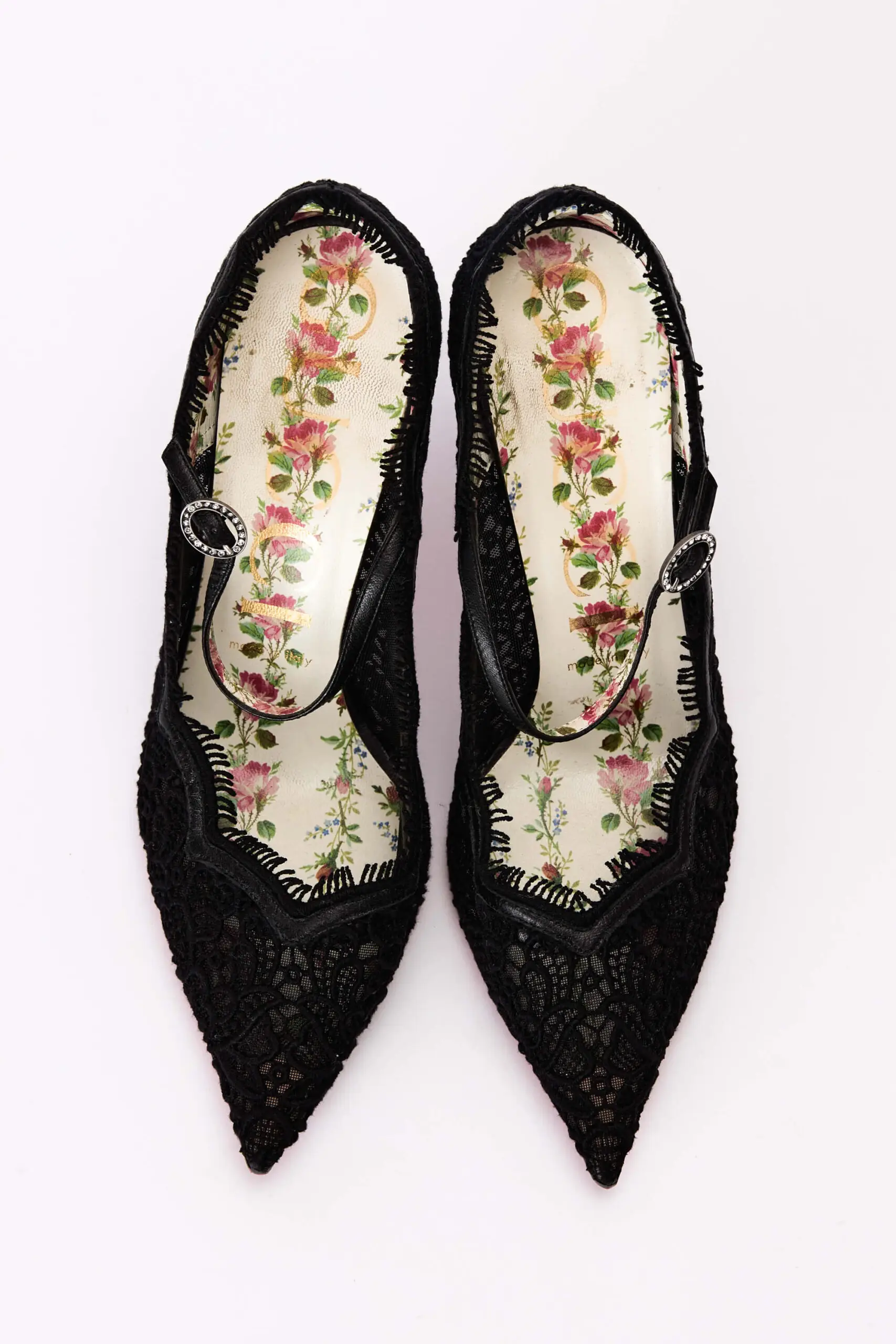 Black Mesh And Lace Virginia Mary Jane Pumps 4 Black Mesh and Lace Virginia Mary Jane Pumps - Image 4