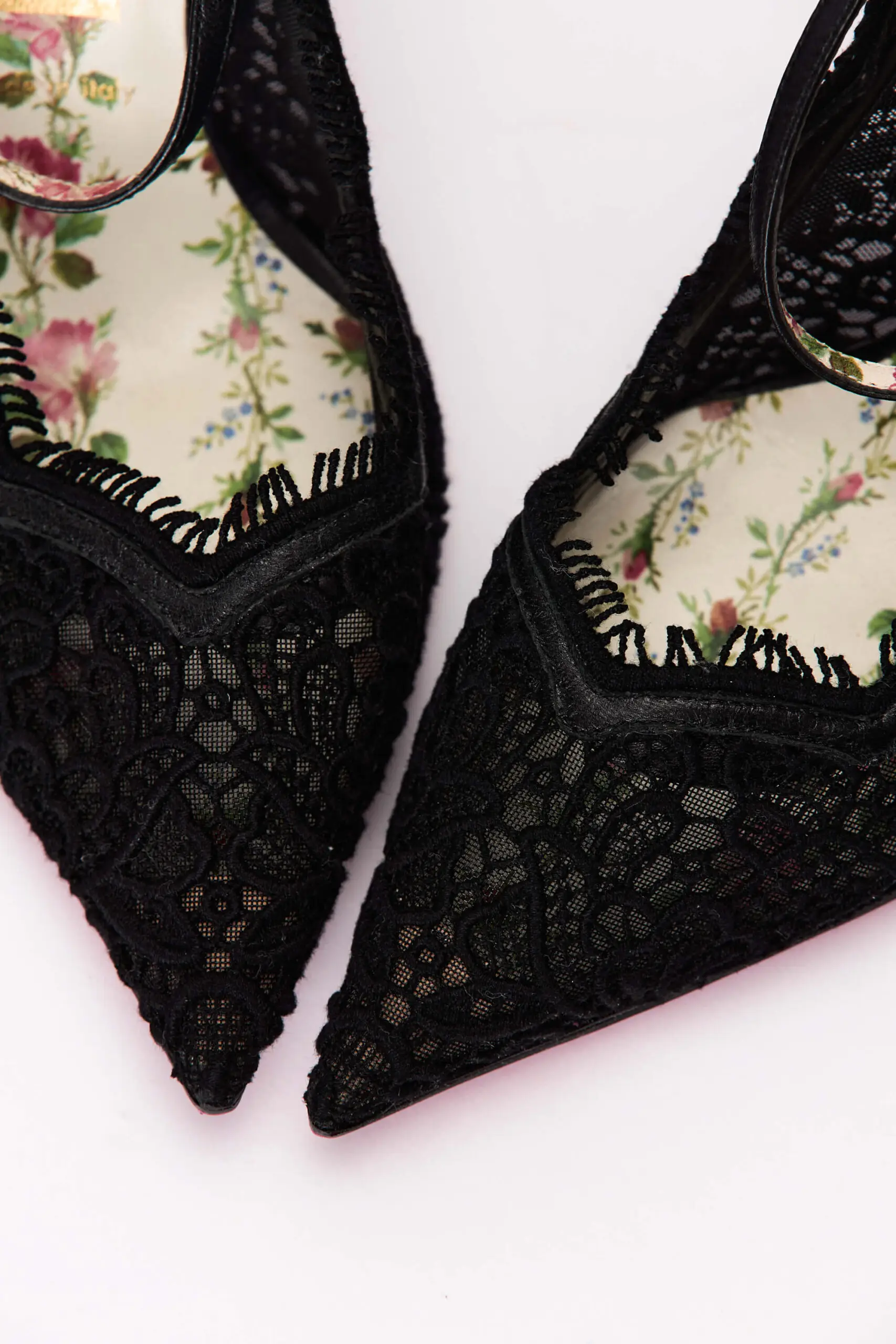 Black Mesh And Lace Virginia Mary Jane Pumps 5 Black Mesh and Lace Virginia Mary Jane Pumps - Image 5