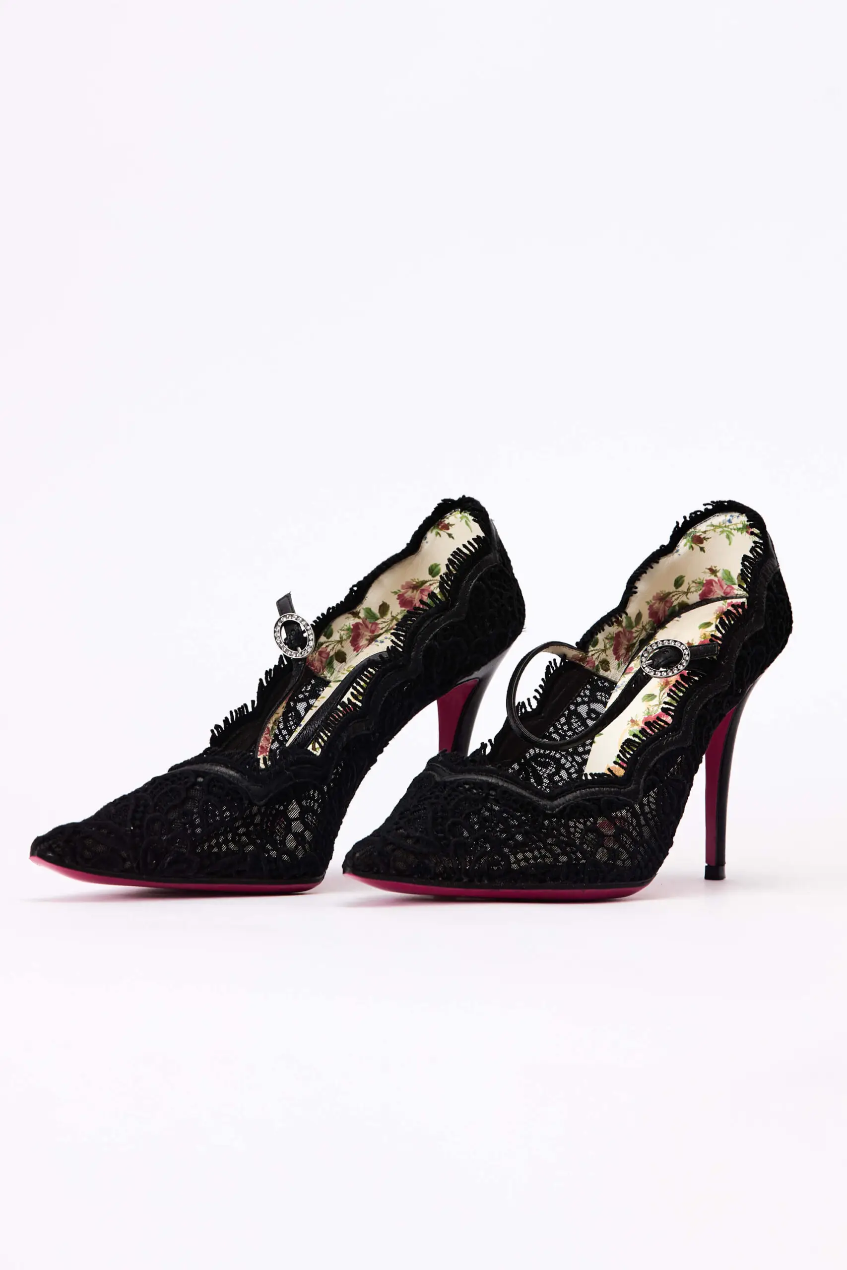 Black Mesh And Lace Virginia Mary Jane Pumps 6 Black Mesh and Lace Virginia Mary Jane Pumps - Image 6