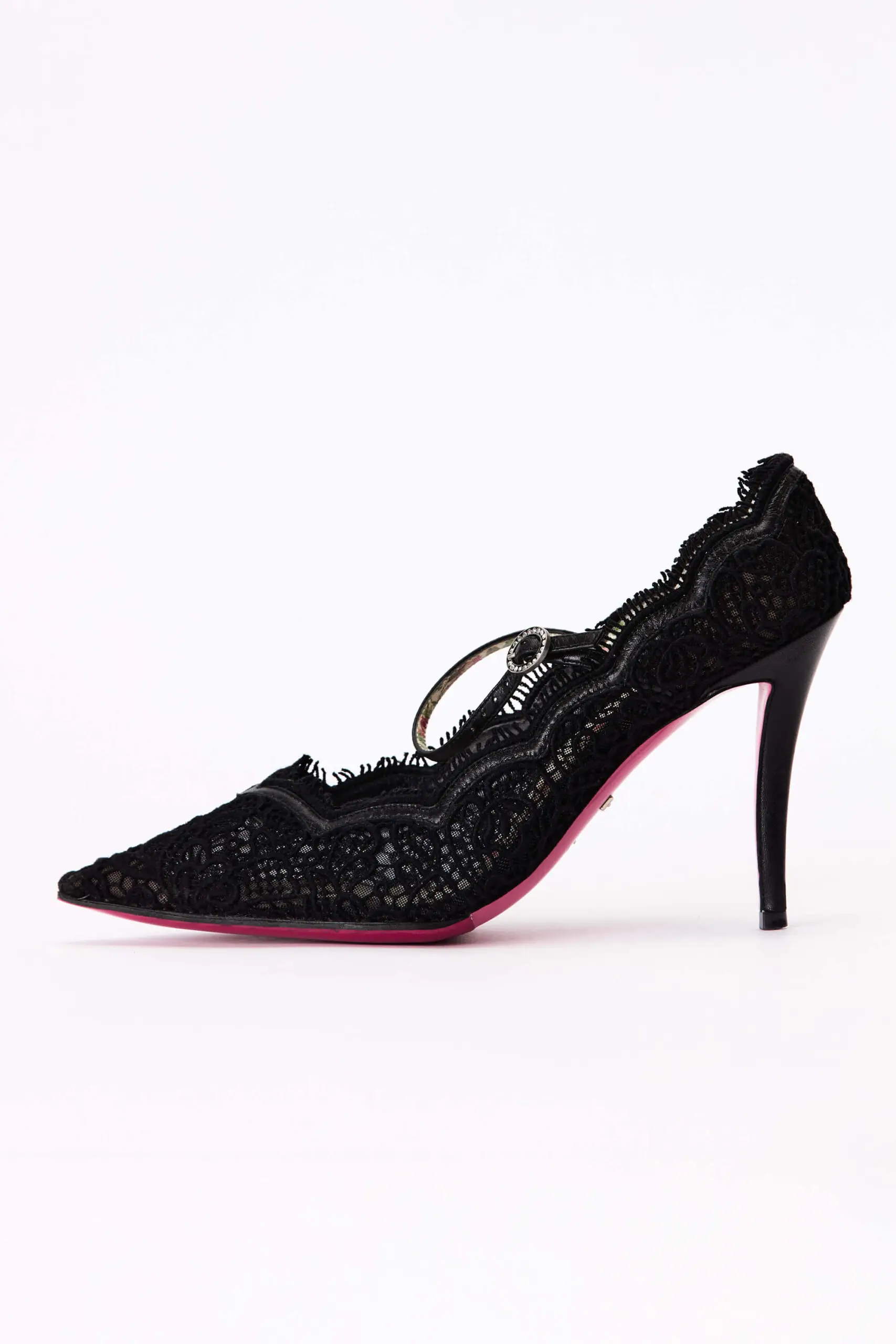 Black Mesh And Lace Virginia Mary Jane Pumps 7 Black Mesh and Lace Virginia Mary Jane Pumps - Image 7