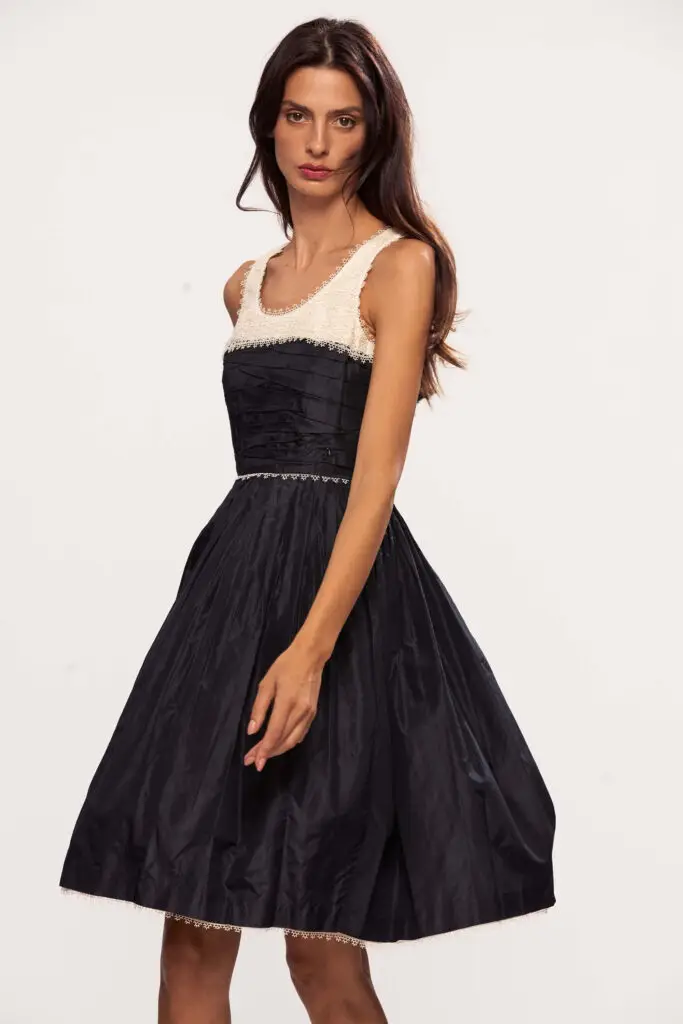 Black And Ivory Lace Dress