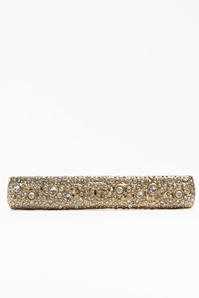 Hair Clip Barrette With Cristals And Faux Pearls