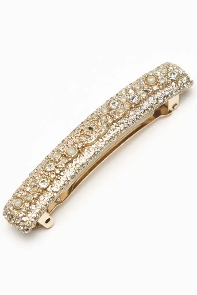 Hair Clip Barrette With Cristals And Faux Pearls