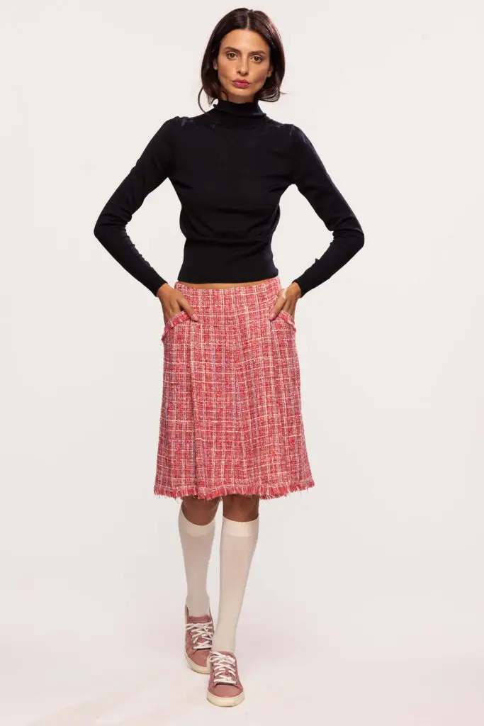 Mid-Length Tweed Skirt