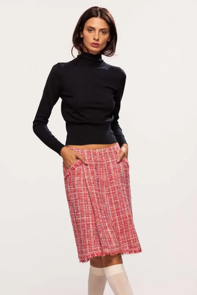 Mid-Length Tweed Skirt