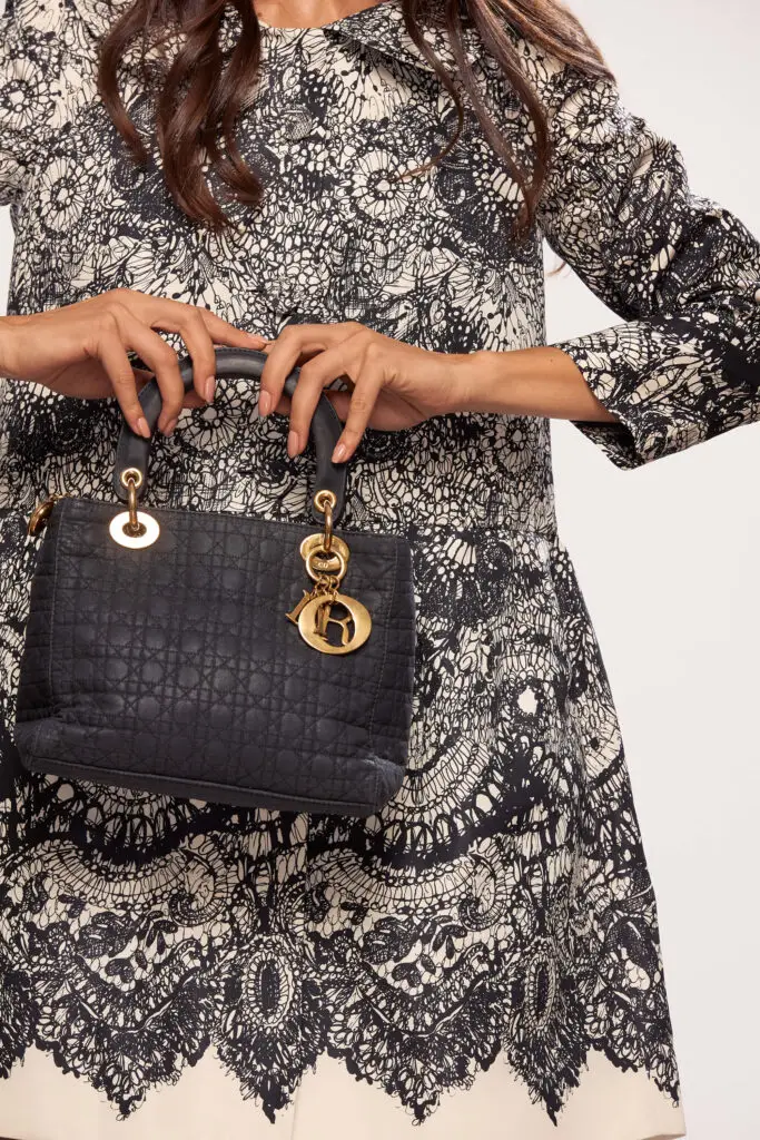 Lady Dior in Black Cloth Handbag
