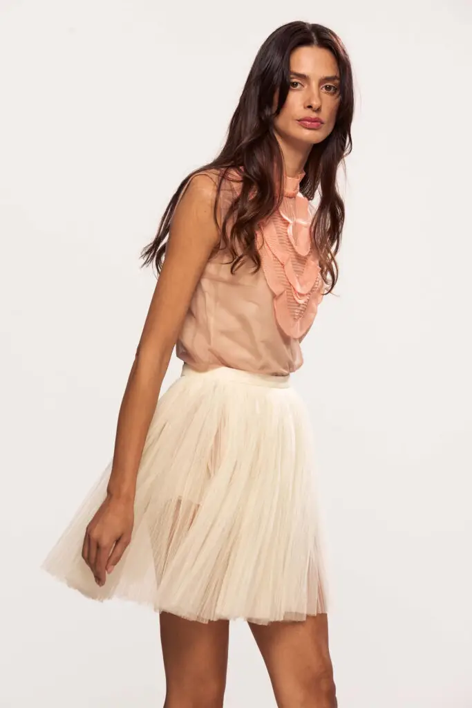 Pleated Tulle Mini Skirt