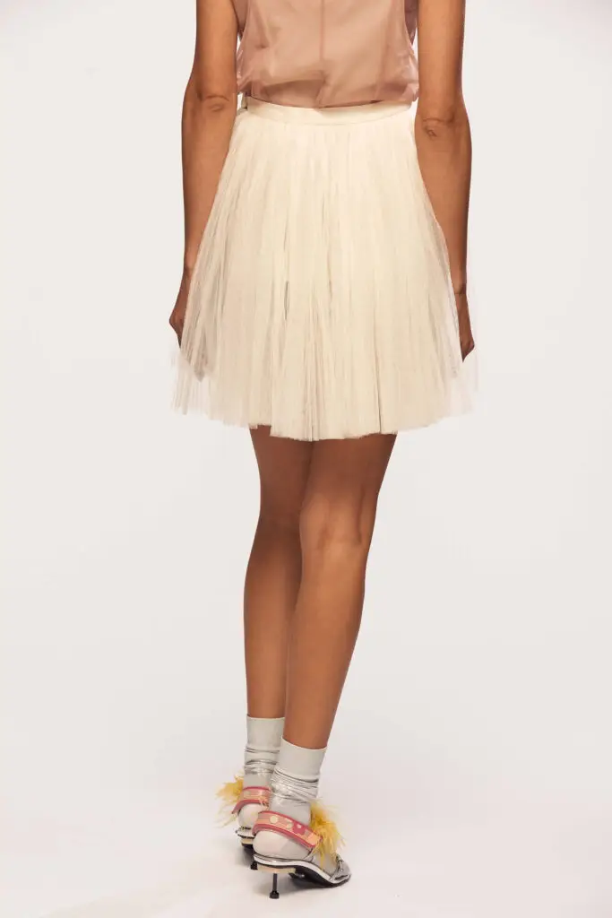 Pleated Tulle Mini Skirt