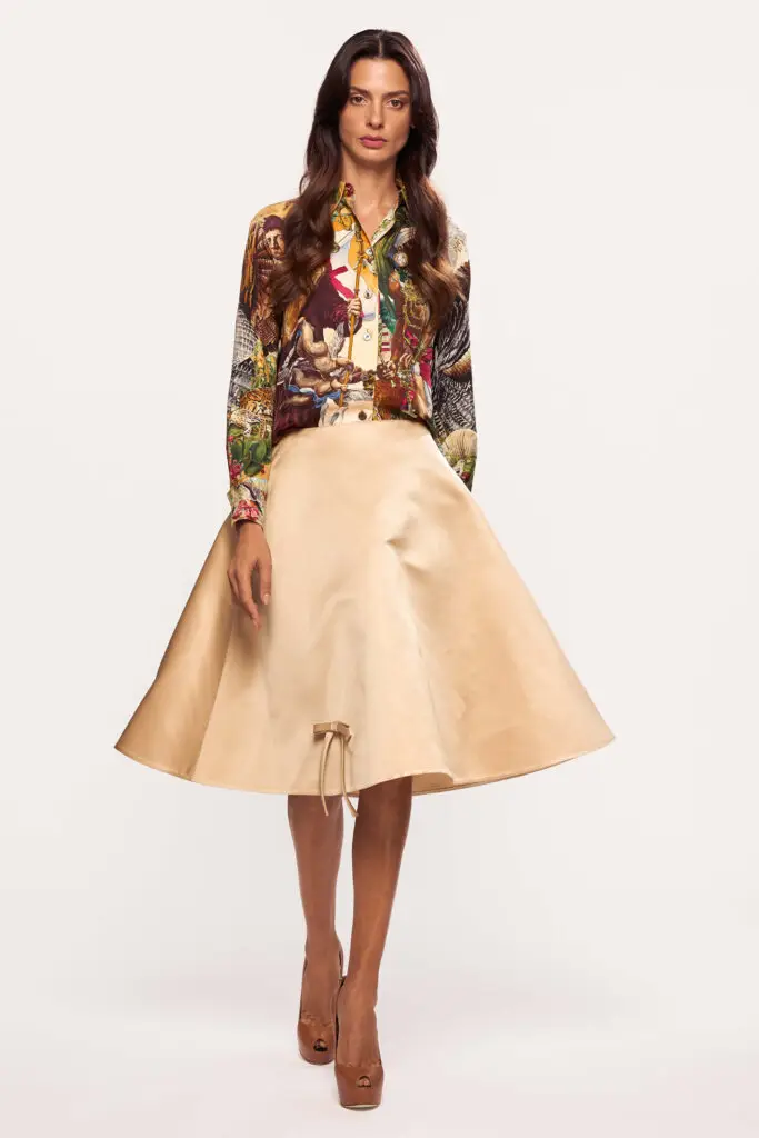 Silk Satin Skirt With Bow