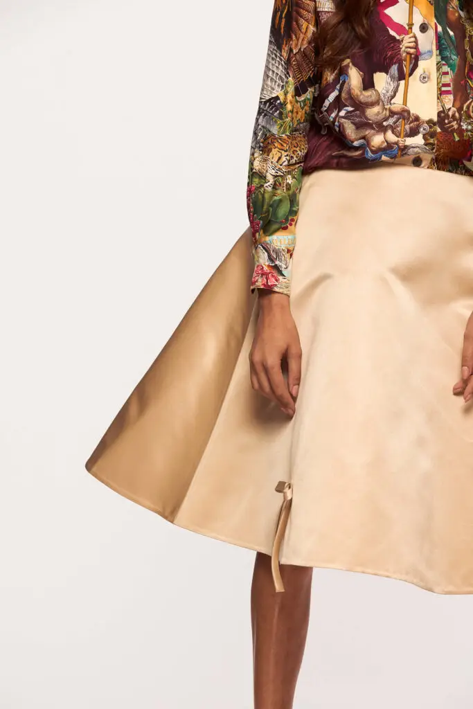 Silk Satin Skirt With Bow