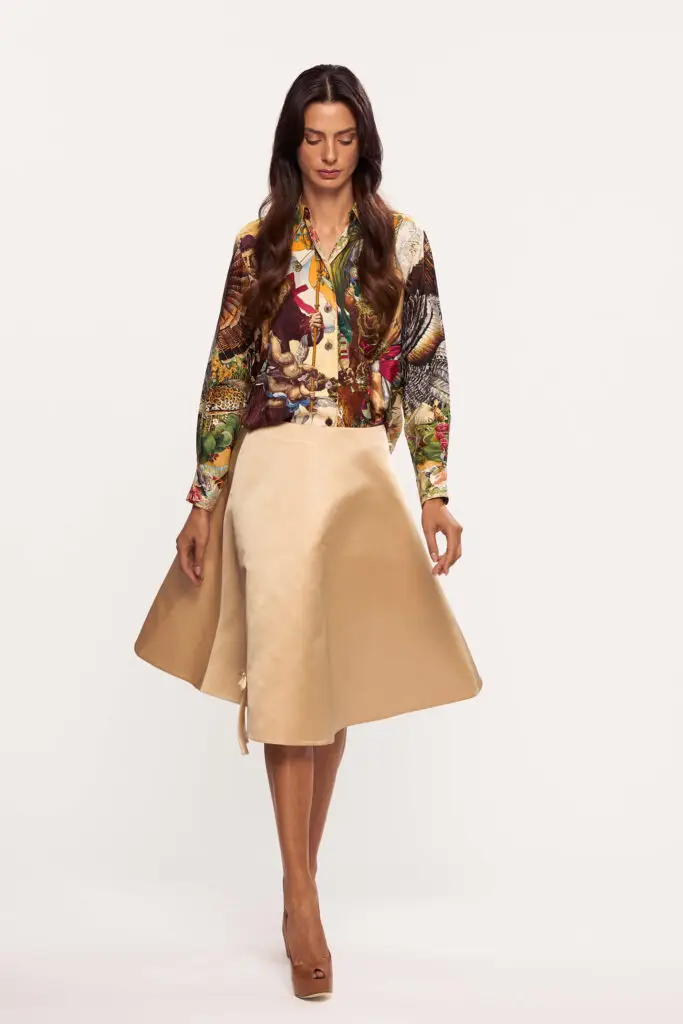 Silk Satin Skirt With Bow