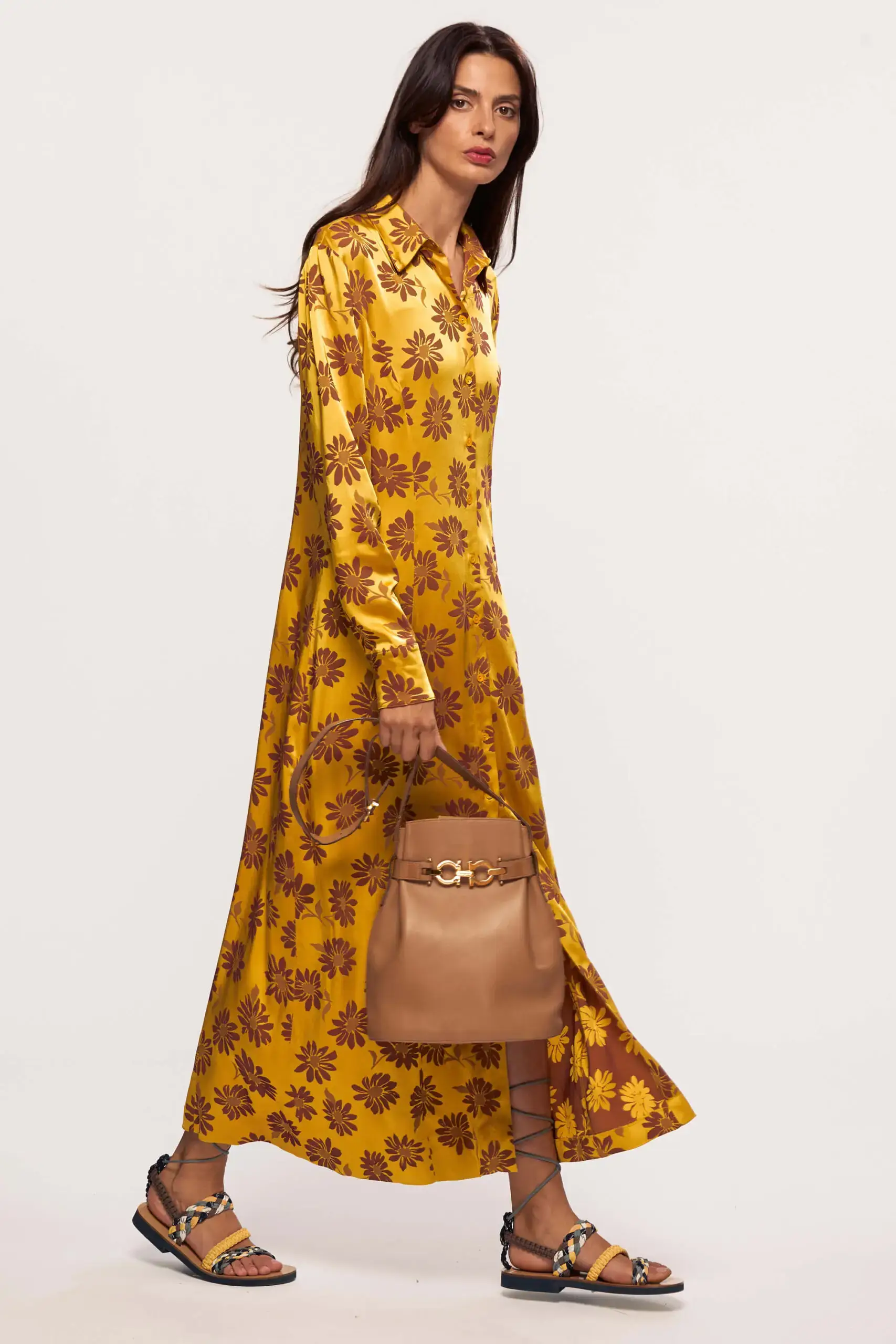 Gancini Bucket Bag In Beige 2 Gancini Bucket Bag in Beige