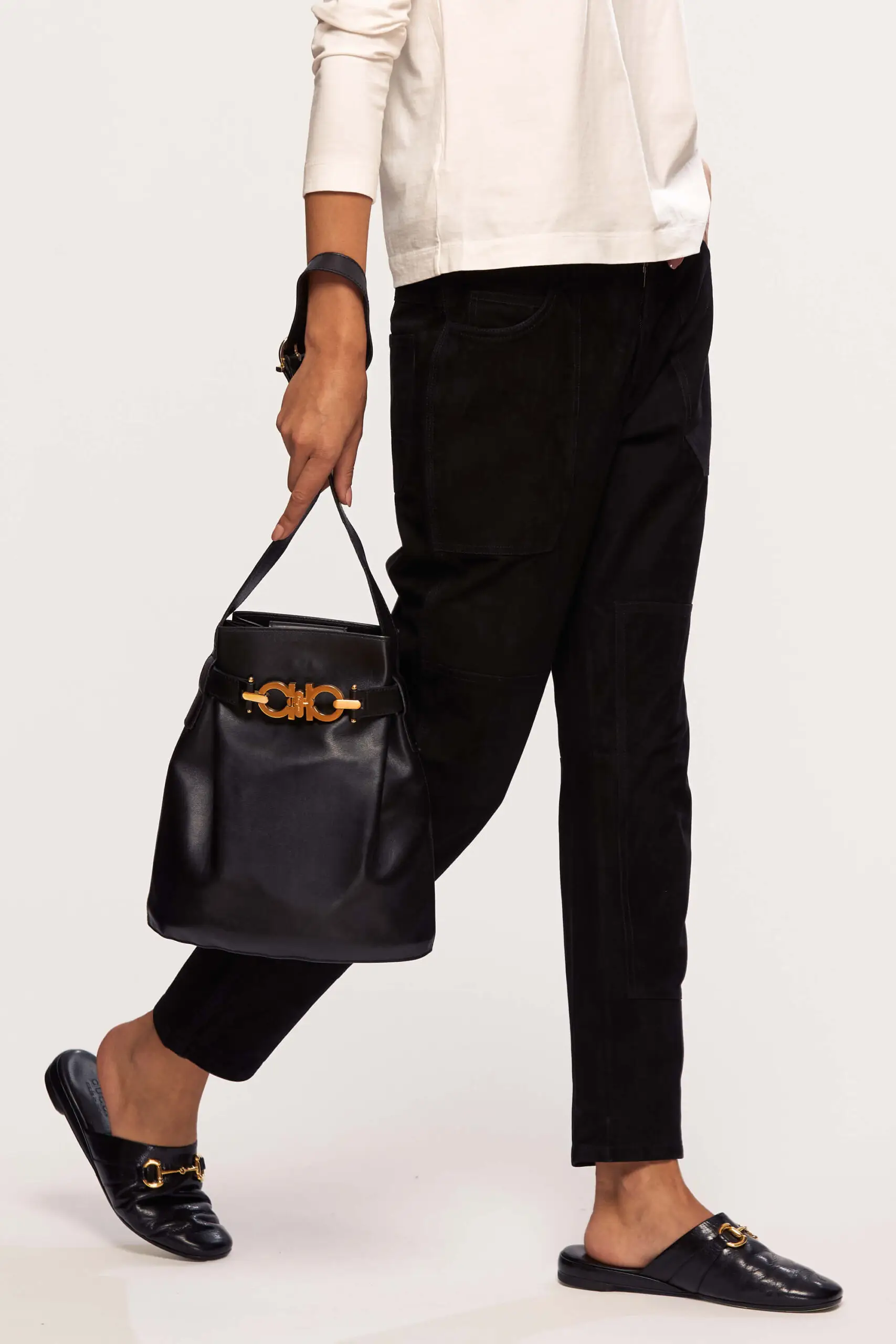 Gancini Bucket Bag In Black 2 Gancini Bucket Bag in Black