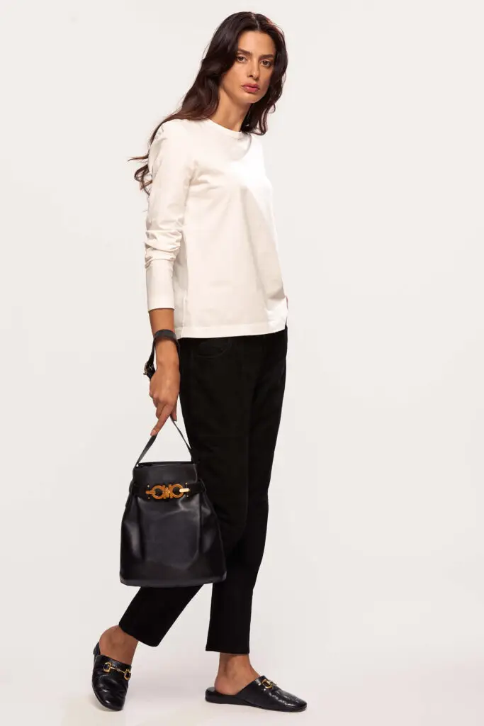 Gancini Bucket Bag in Black