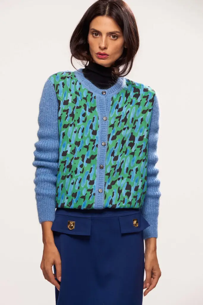 Printed Mohair And Viscose Blend Cardigan