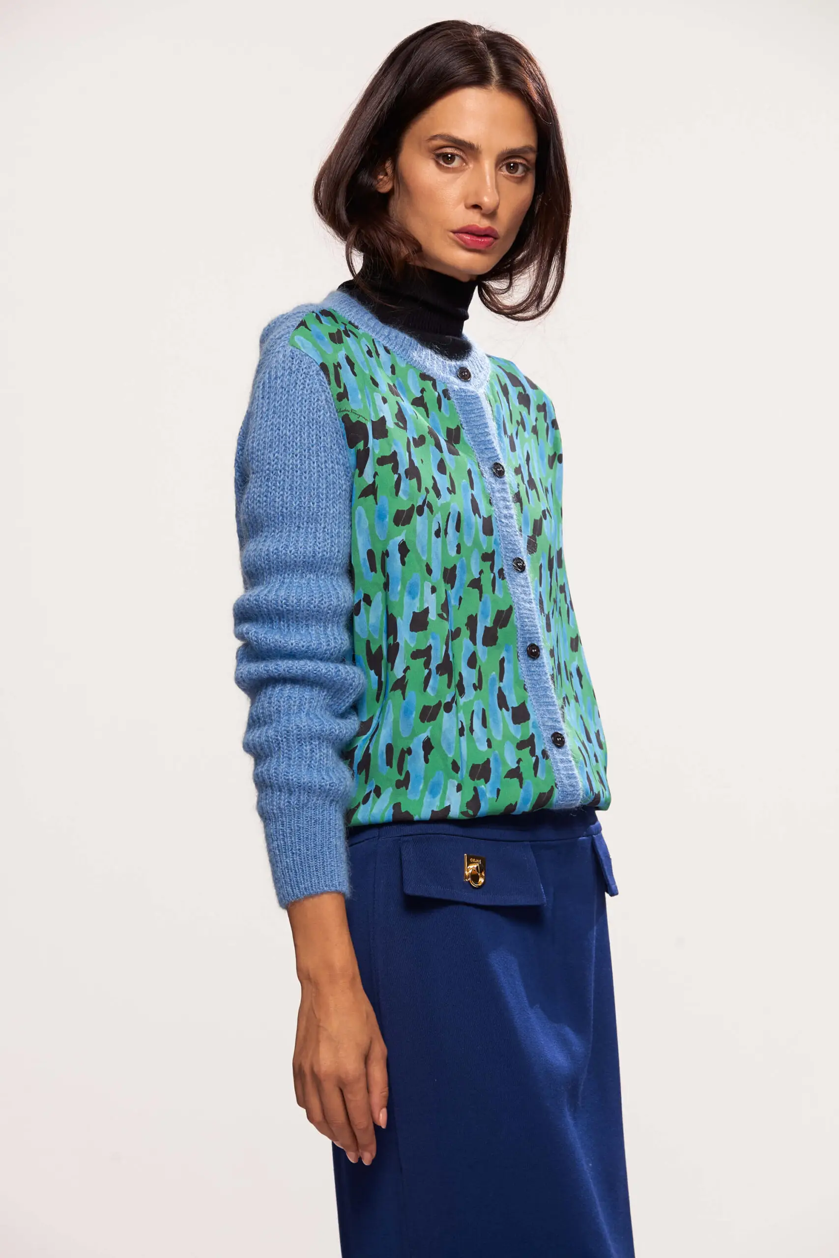 Printed Mohair And Viscose Blend Cardigan 2 Printed Mohair And Viscose Blend Cardigan