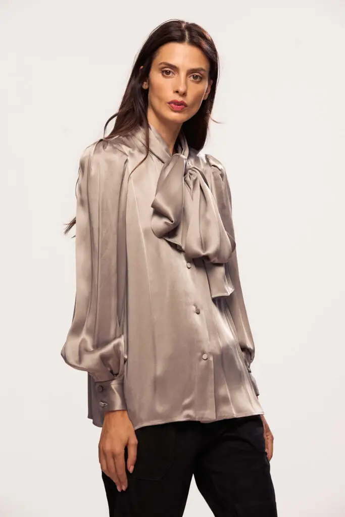 Ash Silver Satin Blouse