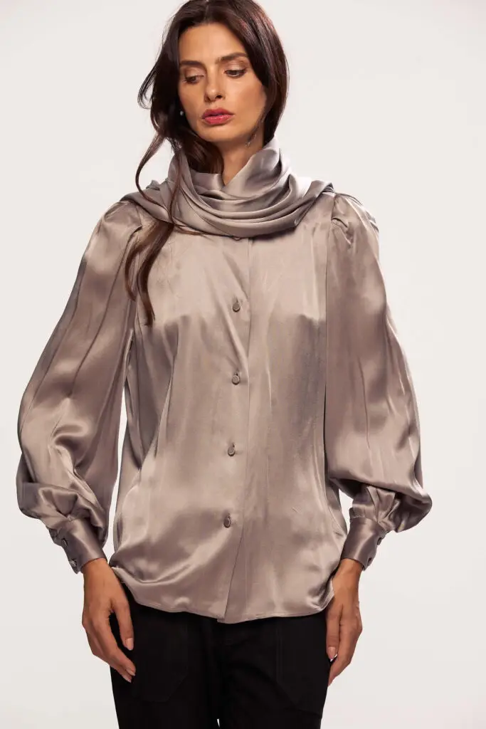 Ash Silver Satin Blouse