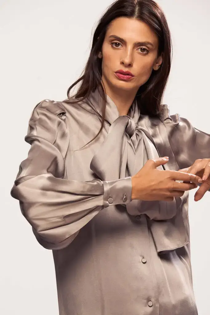 Ash Silver Satin Blouse