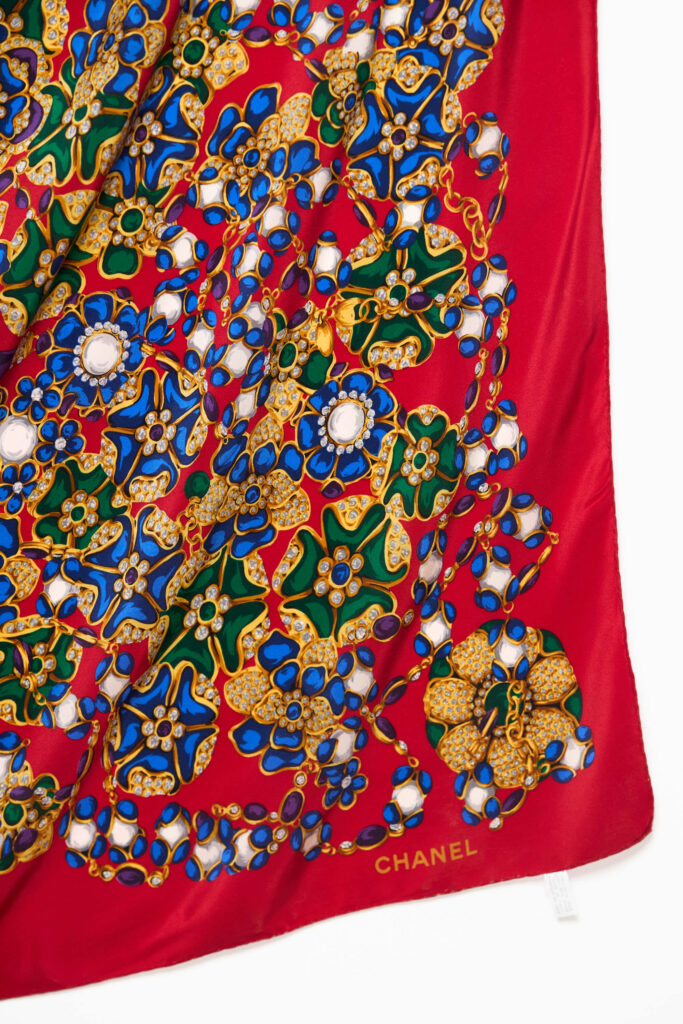 Jewel Motif On Crimson Red 135 Scarf