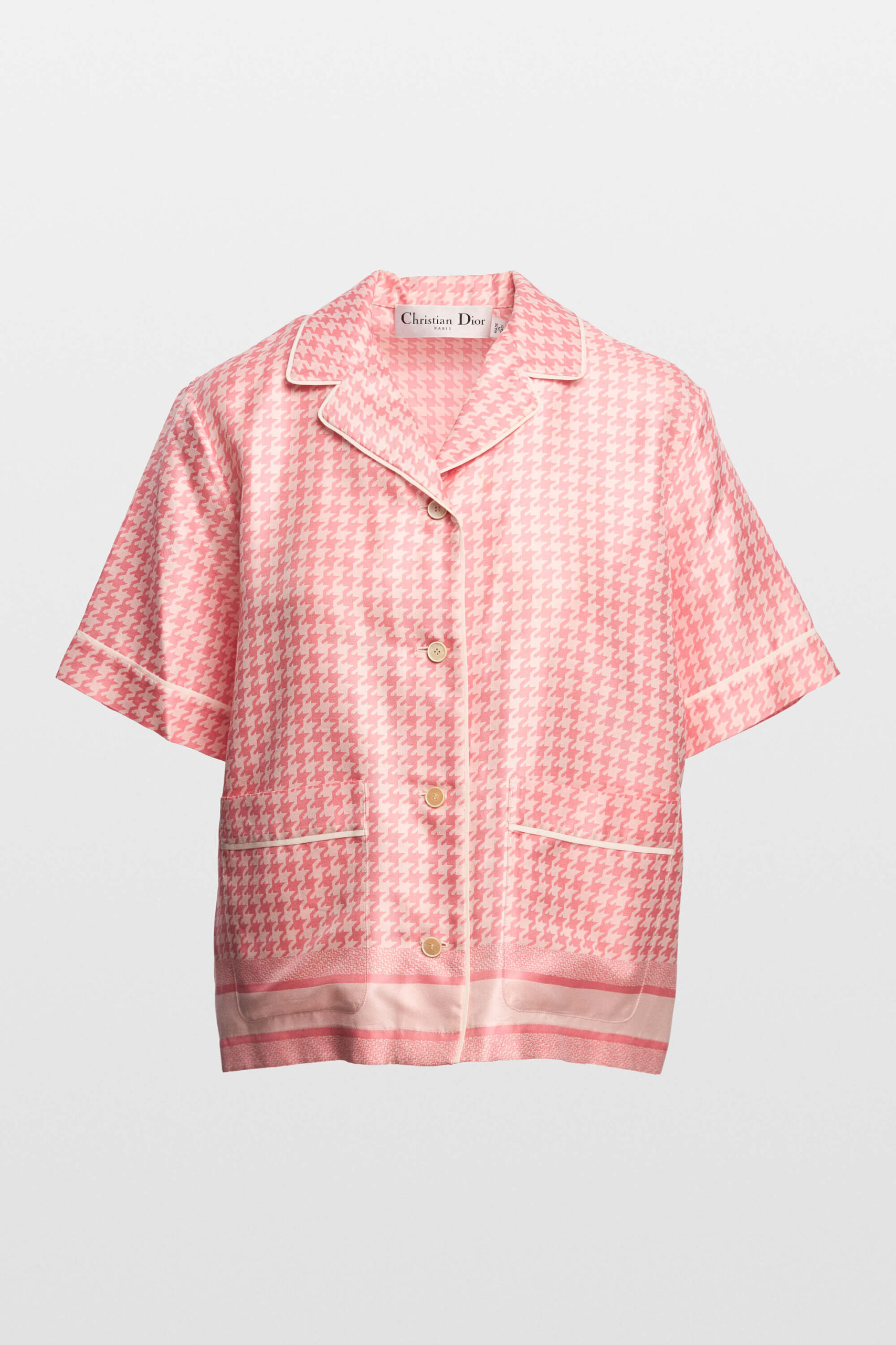 Houndtooth Silk Twill Short Sleeve Shirt 1 Houndtooth Silk Twill Short Sleeve Shirt