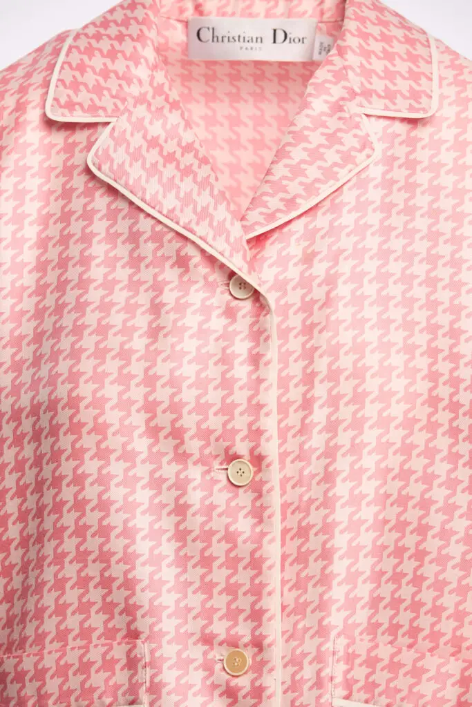 Houndtooth Silk Twill Short Sleeve Shirt