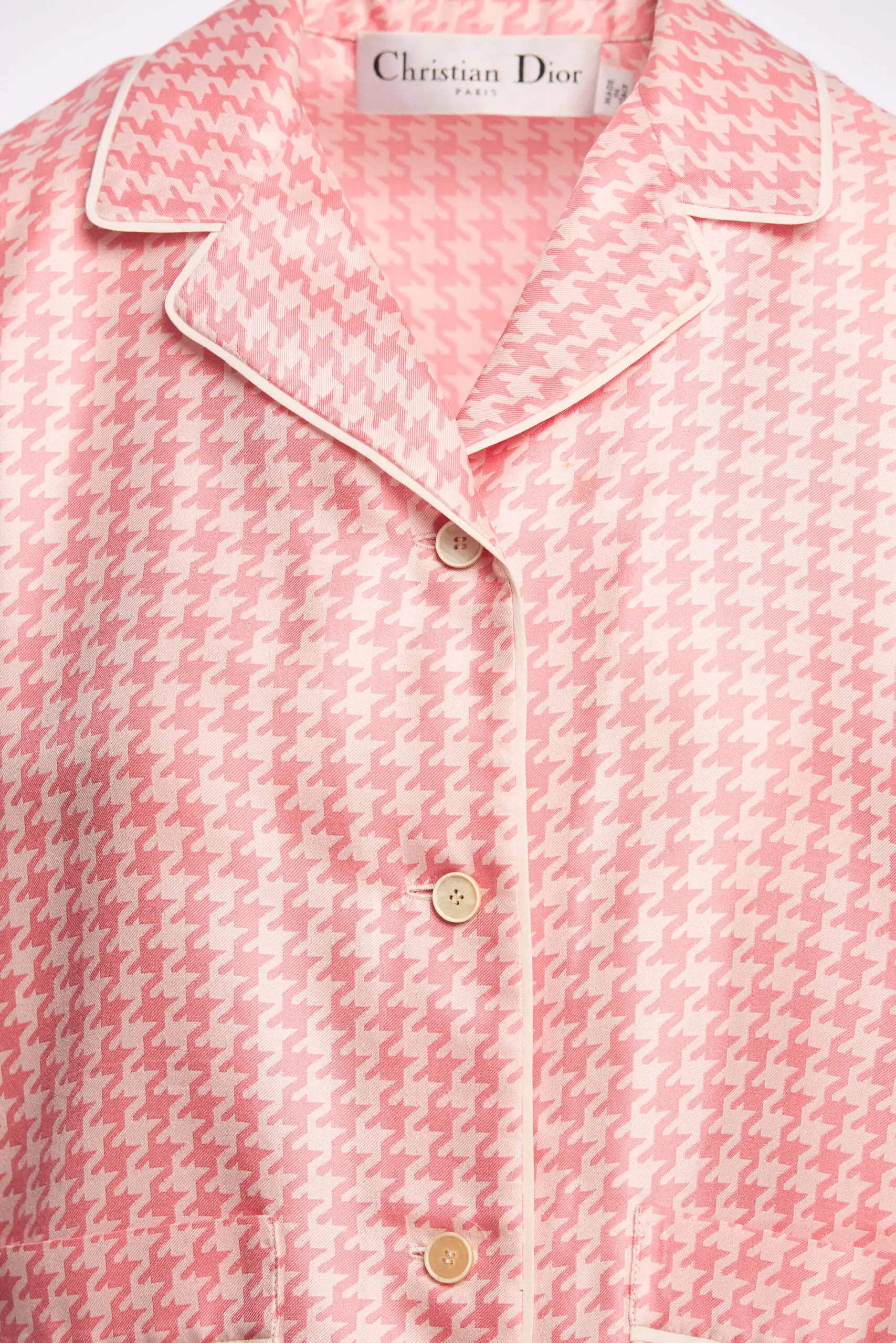 Houndtooth Silk Twill Short Sleeve Shirt 2 Houndtooth Silk Twill Short Sleeve Shirt