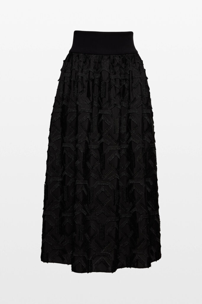 Geometric Embroidered A-Line Skirt