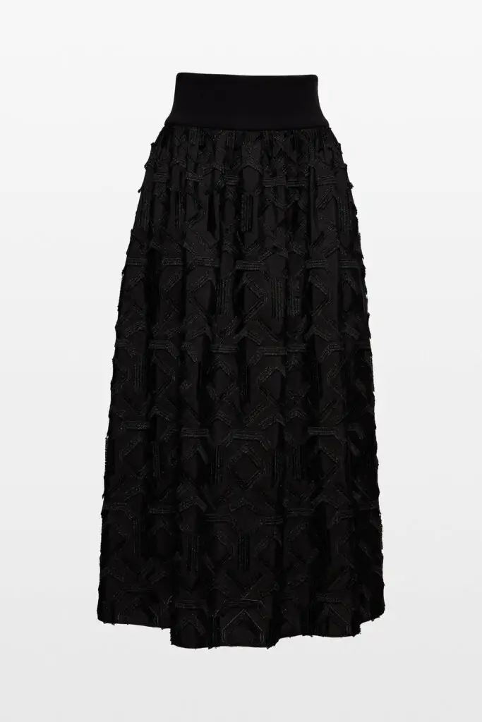 Geometric Embroidered A-Line Skirt