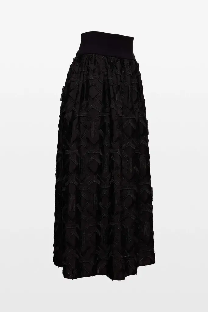 Geometric Embroidered A-Line Skirt