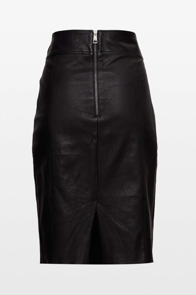 Black Lambskin Leather Pencil Skirt