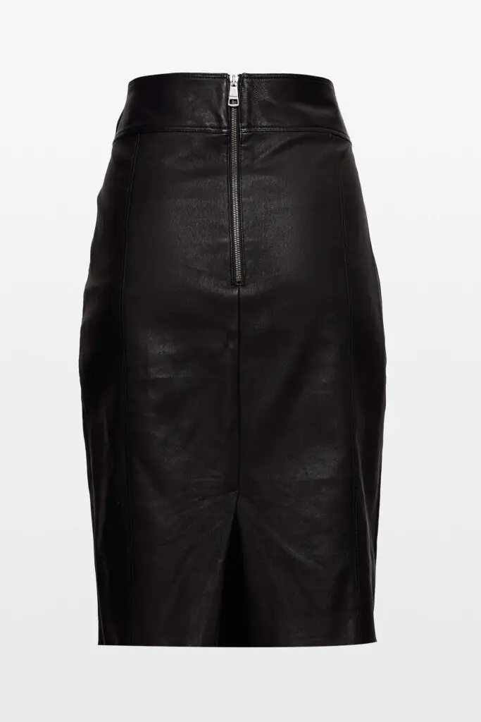 Black Lambskin Leather Pencil Skirt