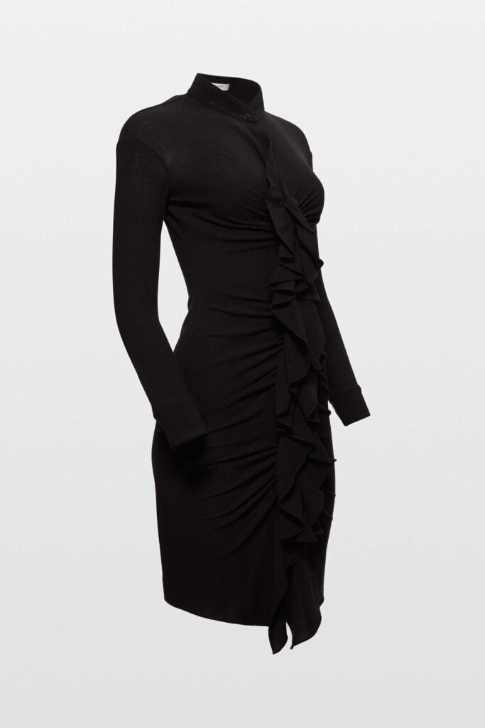 Draped Ruffle Midi Dress