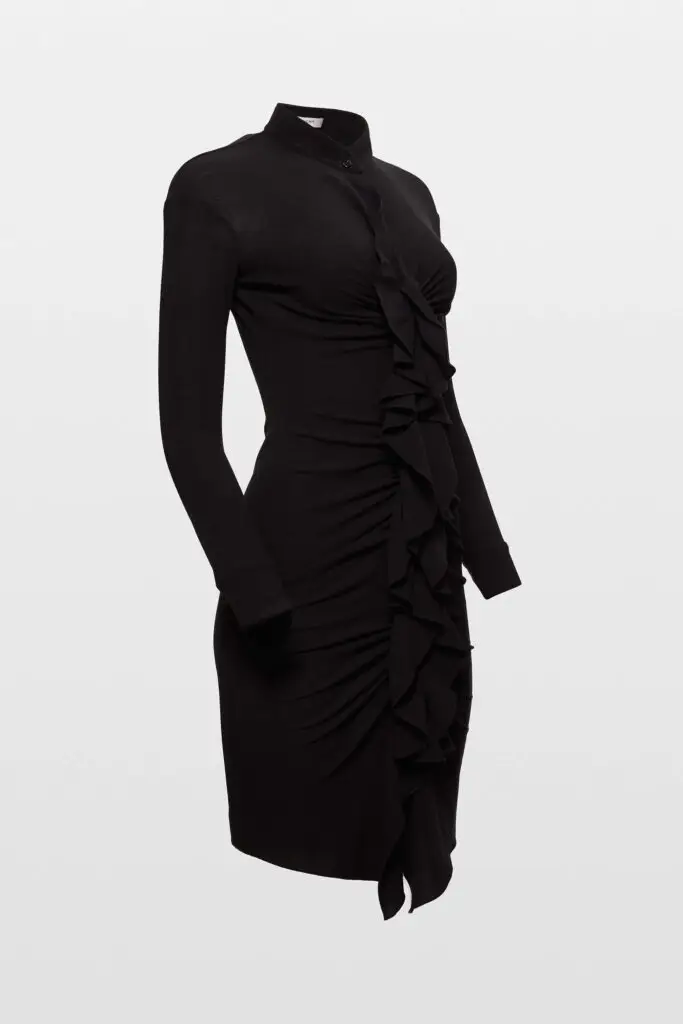 Draped Ruffle Midi Dress