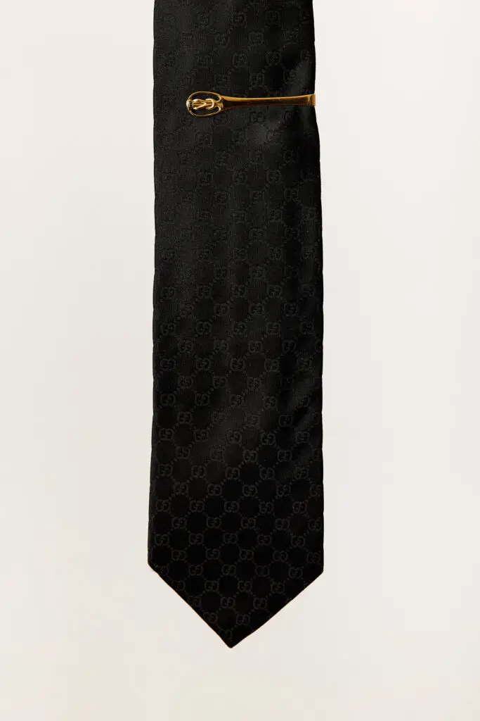 GG Monogram Tie & Gold Tie Clip Set