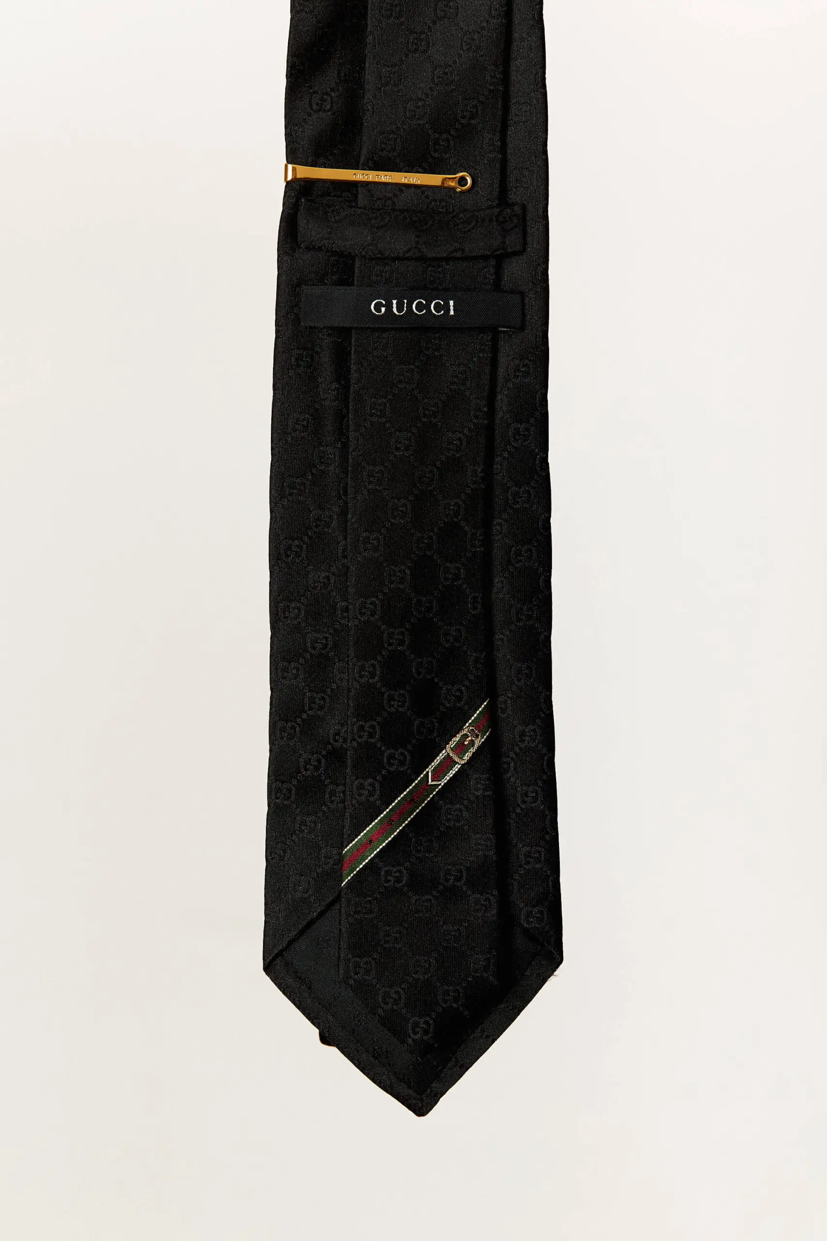Gg Monogram Tie &Amp; Gold Tie Clip Set 2 GG Monogram Tie & Gold Tie Clip Set