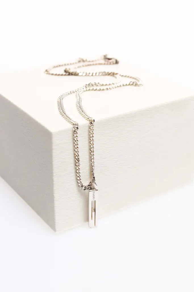 Sterling Silver G Bar Pendant Chain Necklace