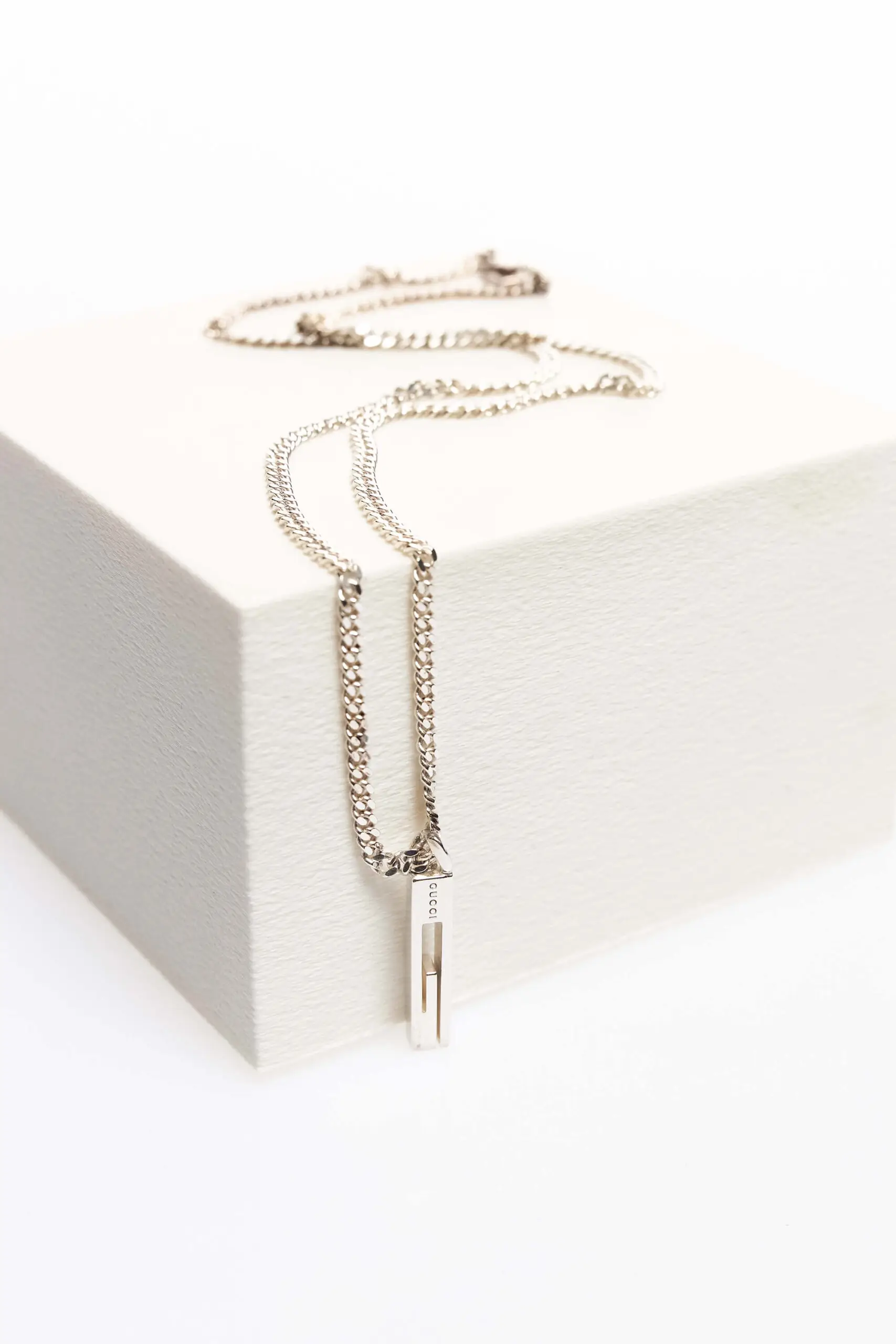 Sterling Silver G Bar Pendant Chain Necklace 1 Sterling Silver G Bar Pendant Chain Necklace