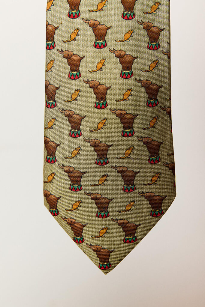 Elephant & Mouse Print Tie