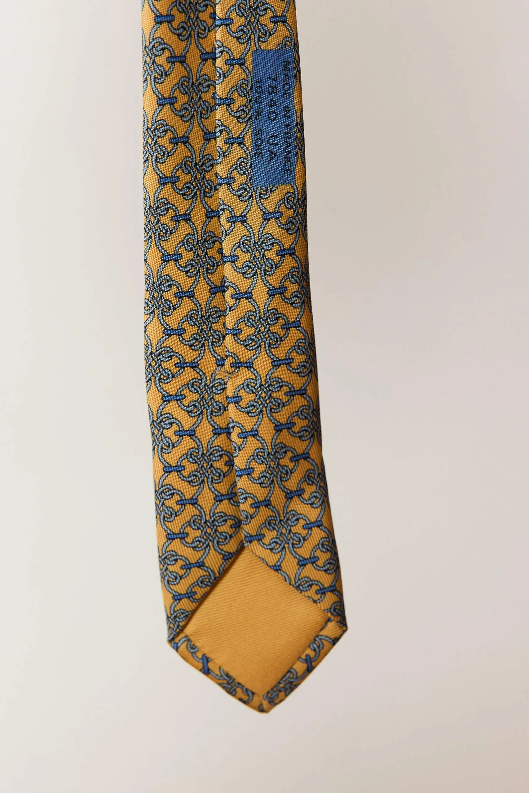 Yellow Blue Chain Print Tie 2 Yellow Blue Chain Print Tie - Image 2