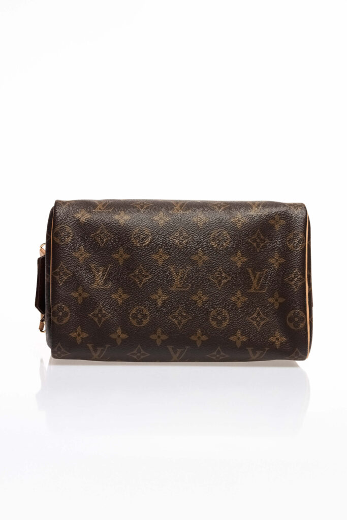 Monogram Canvas Toiletry Pouch Leather Trim Travel Case