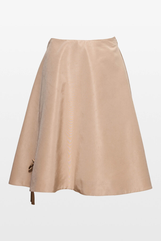 Silk Satin A Line Skirt with Bow Detail