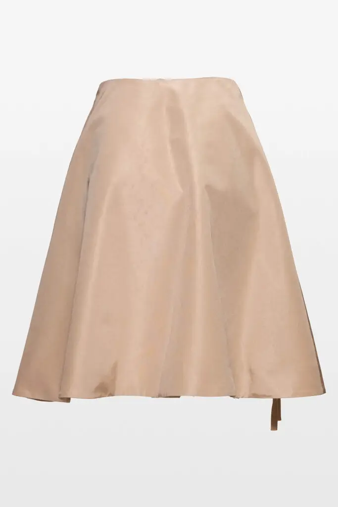 Silk Satin A Line Skirt with Bow Detail