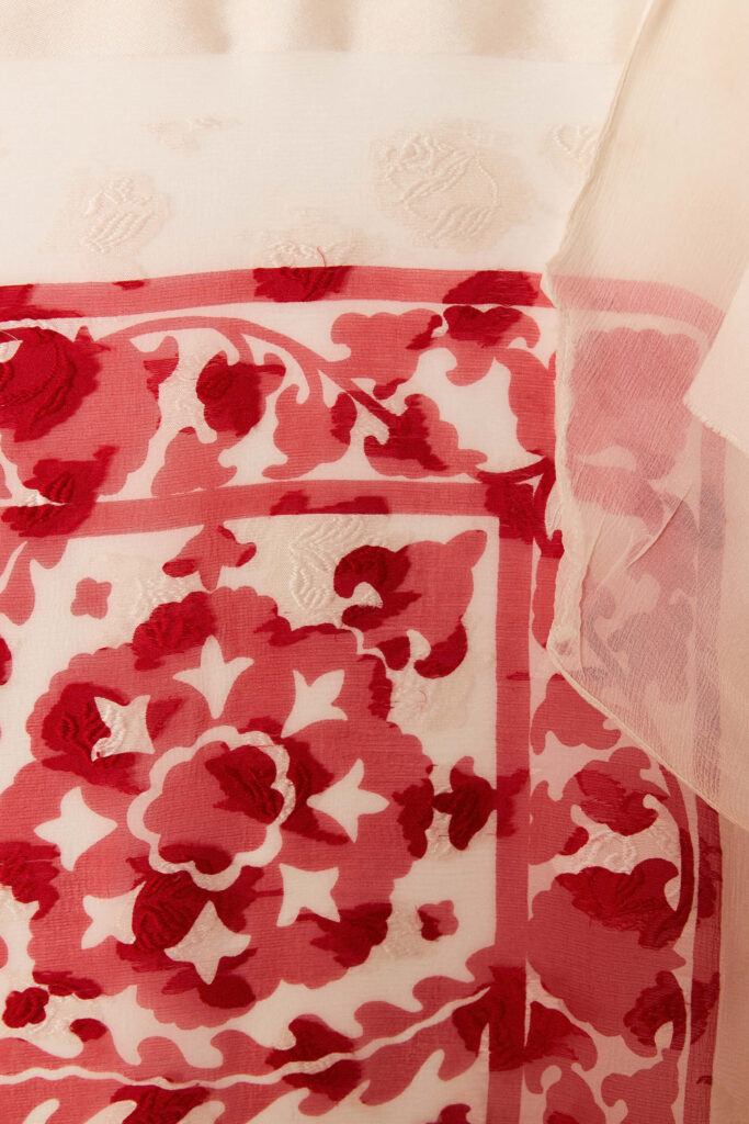 Embossed Silk Floral Scarf 140