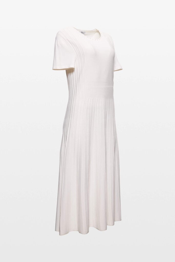 Pleated Knit Midi Dress