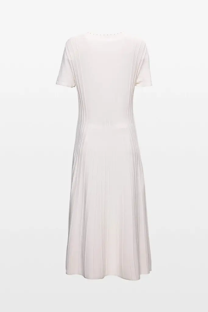 Pleated Knit Midi Dress